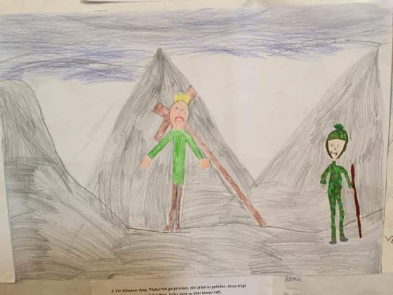Karfreitag Ostern - gemalt von Kindern / Karl Hartleb Volksschule und Jungschar Altenmarkt malt unser Heilsgeschehen